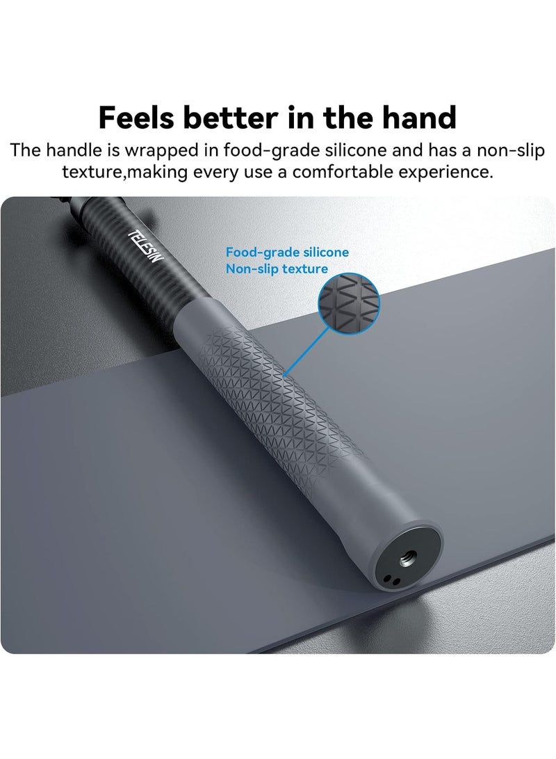 تيليسن عصا سيلفي TELESIN الجيل الثالث 3 متر من ألياف الكربون – عصا تصوير طويلة جداً للمغامرات تحت الماء، مقاومة للماء وقابلة للتمديد 44–300 سم، خفيفة وقوية للكاميرات الرياضية مثل GoPro، Insta360 ONE RS/X3/X2، DJI Osmo Action & Pocket - Image 4